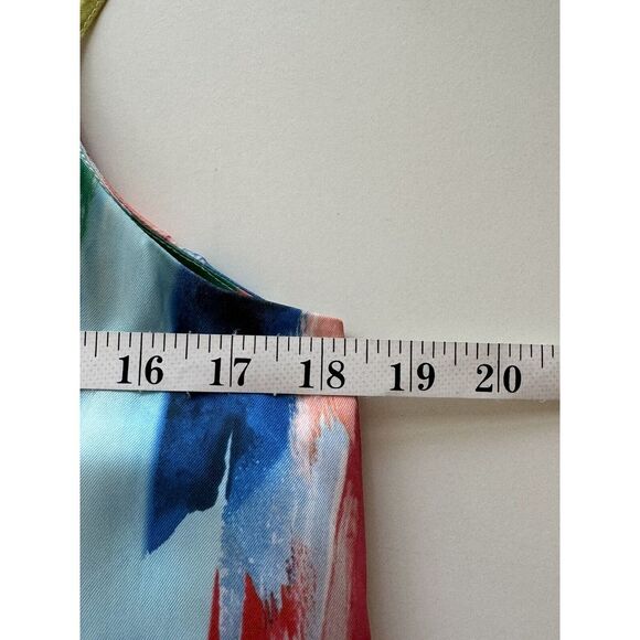 Milly Becca Dress Size Small Watercolor Brushstroke Print V-Neck Midi Sleeveless - Picture 11 of 11